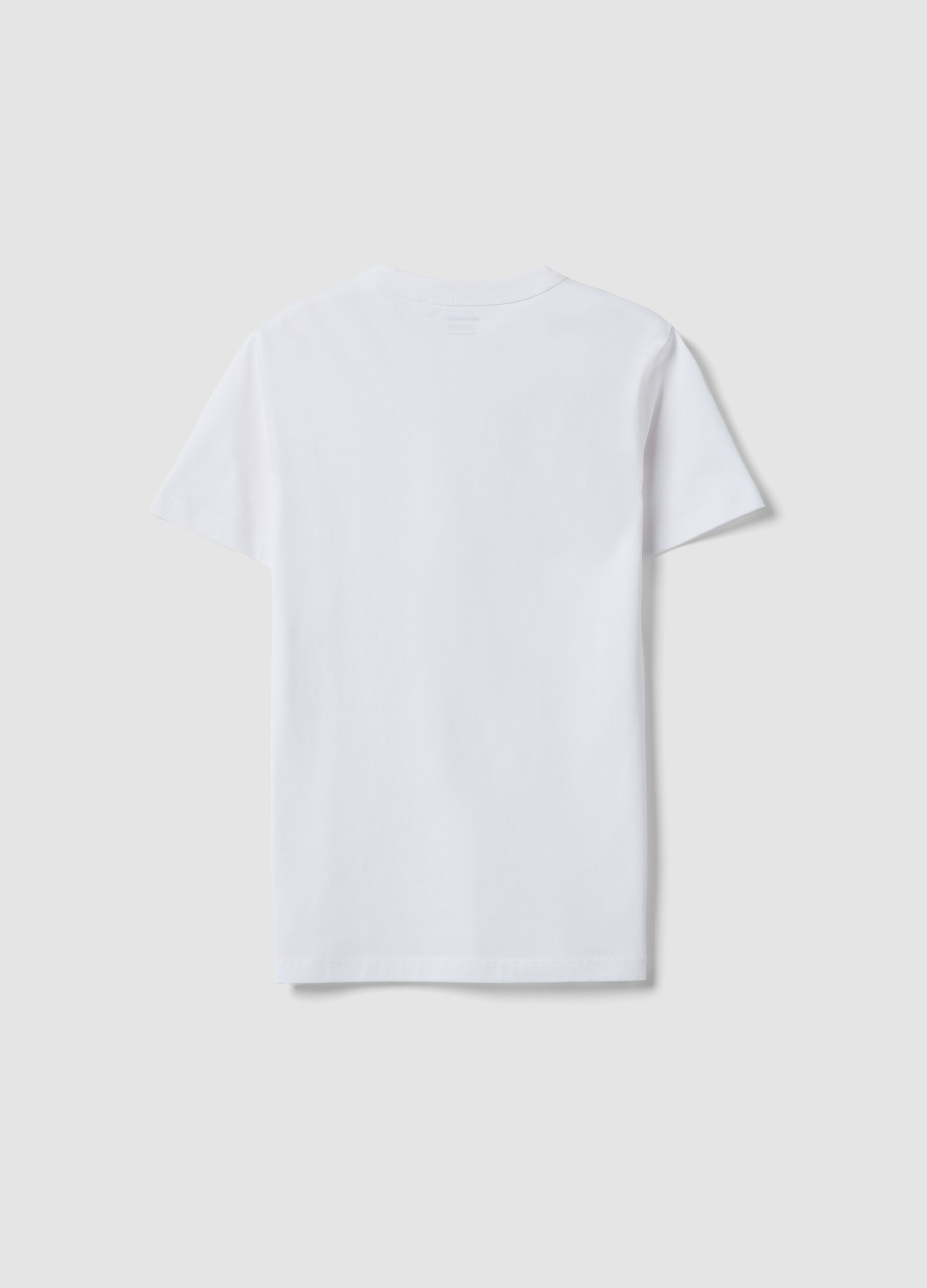 White pure cotton boys&rsquo; T-shirt, regular fit