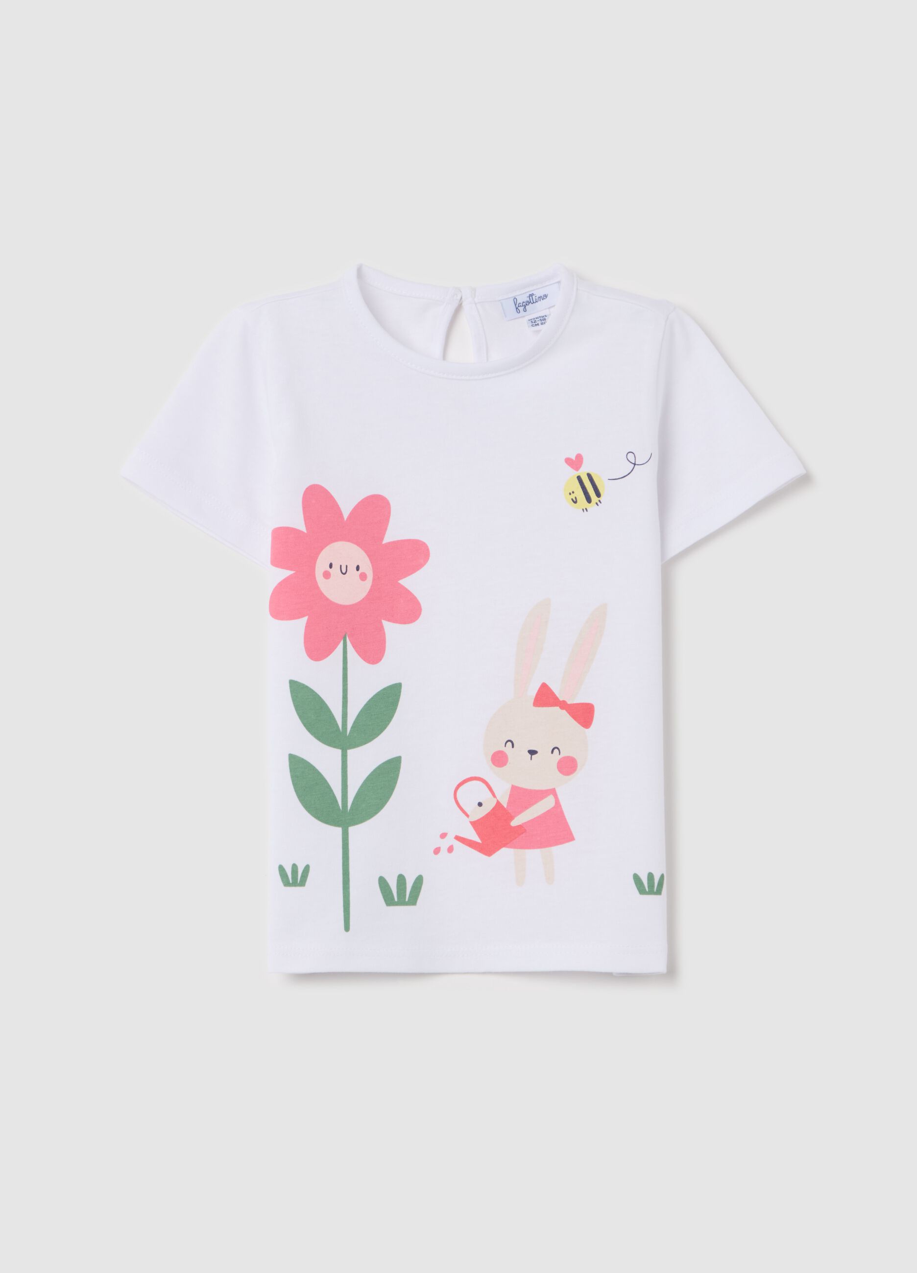 Cotton T-shirt with rabbits print