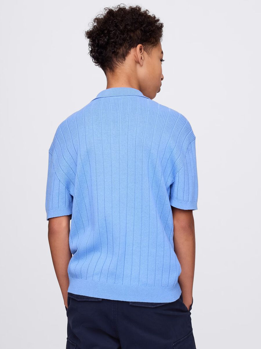 Light blue polo shirt with short sleeves in cotton_2