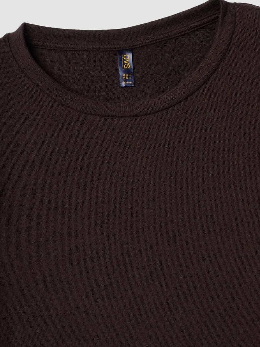 Brown stretch viscose-blend regular-fit crew-neck pyjamas_1