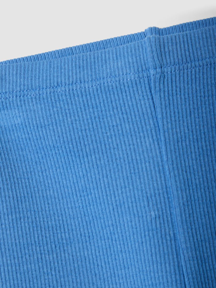 Blue ribbed stretch-cotton shorts for baby girls, regular fit_3