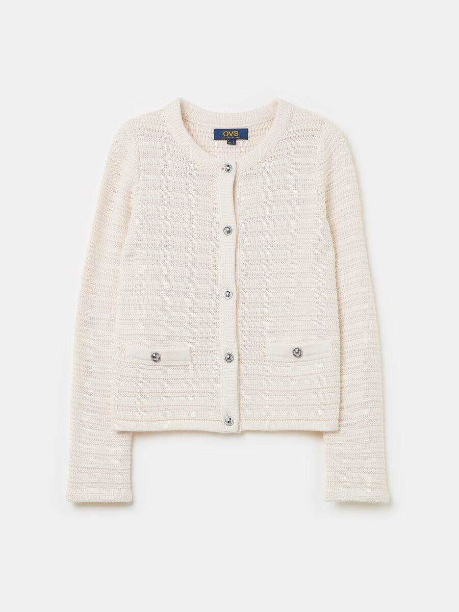 Cardigan with openwork design_4