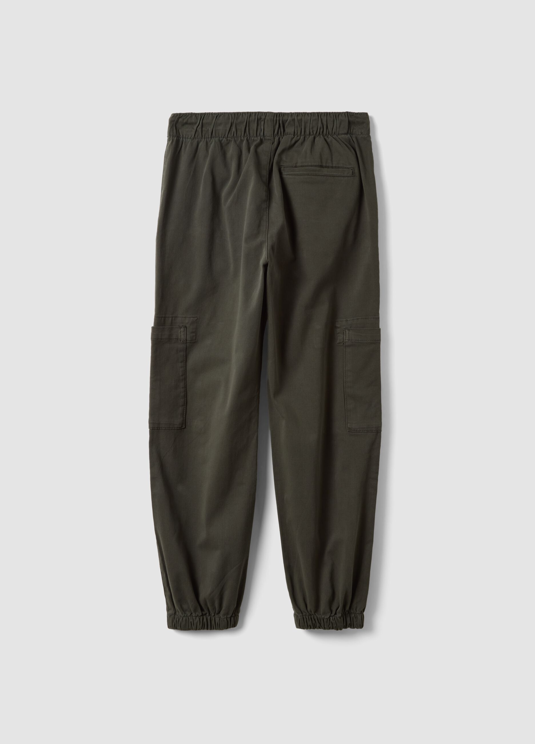 Jogger cargo verdi in cotone elasticizzato