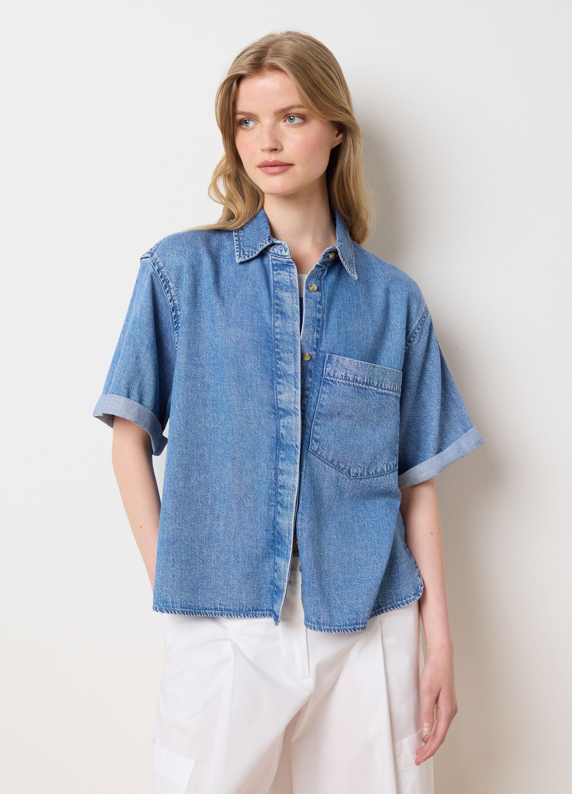 Women's Oversize Blue Denim Shirt