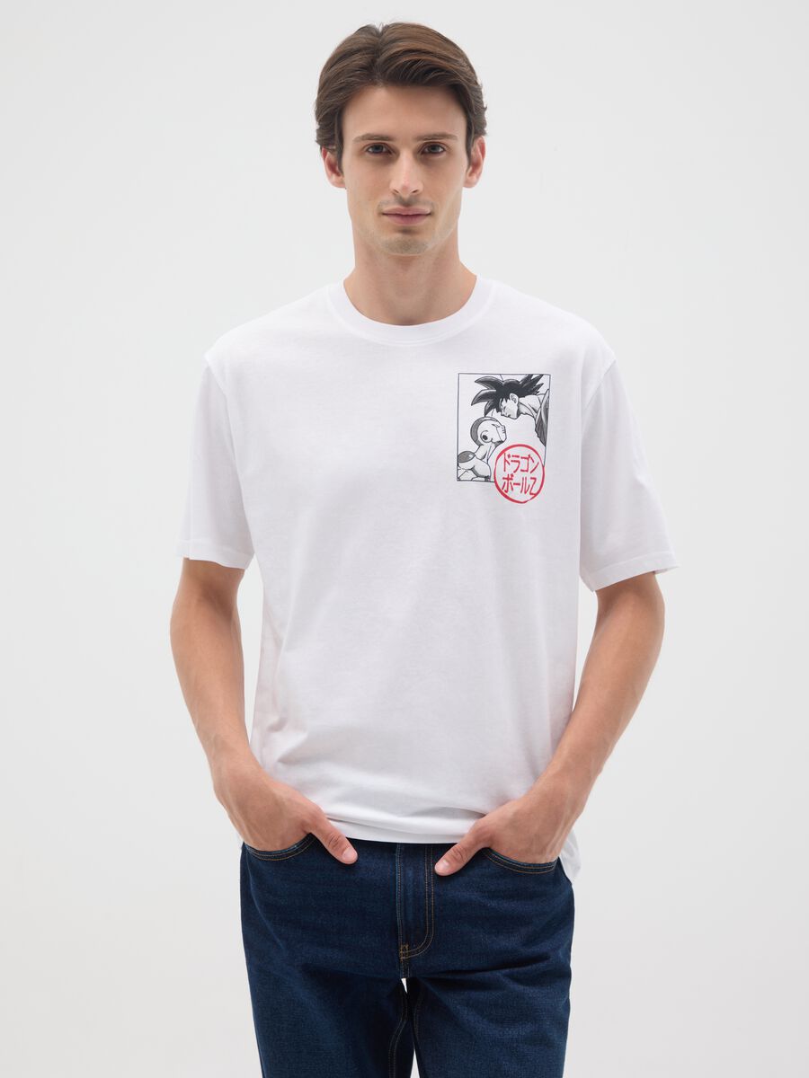 White pure cotton T-shirt relaxed fit with print_0