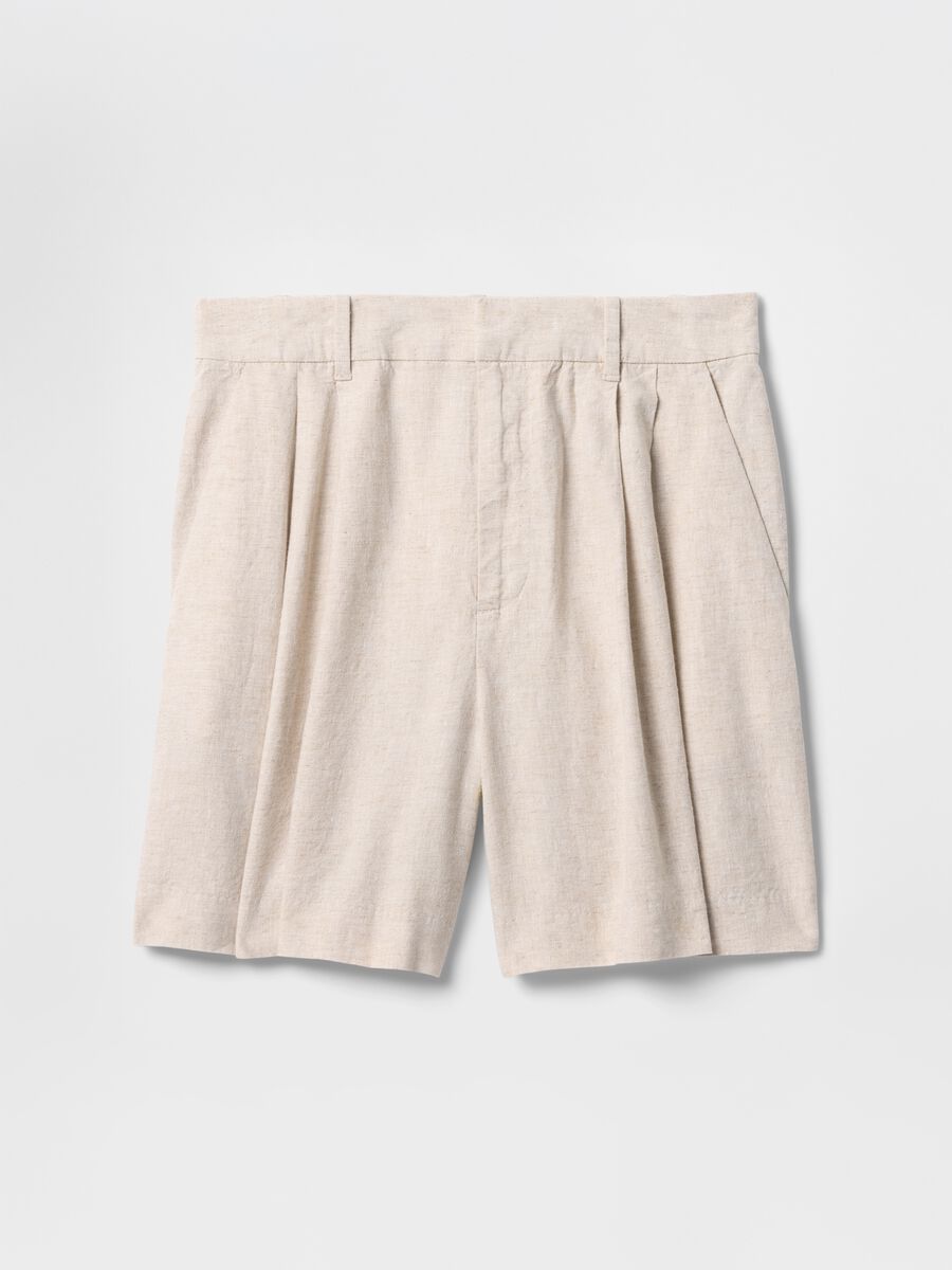 Beige Gap Shorts in Linen and Viscose_6