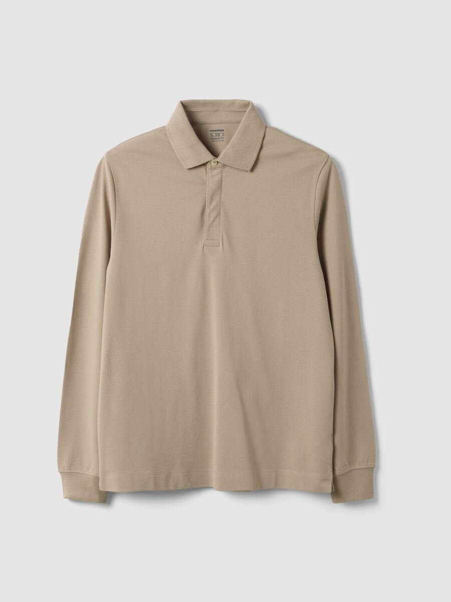 Grey long-sleeve stretch-cotton polo shirt, regular fit_4