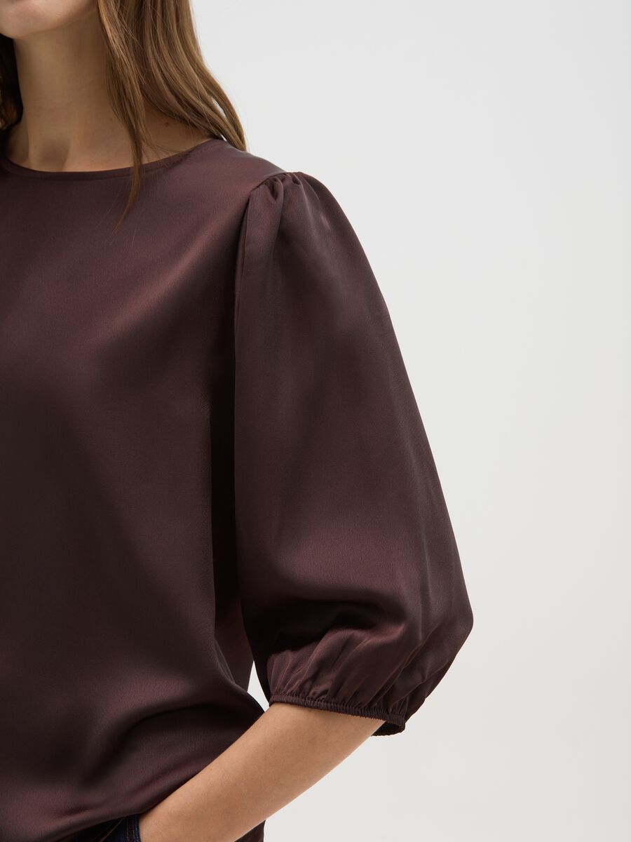 Blusa marrone a maniche lunghe regular fit_3