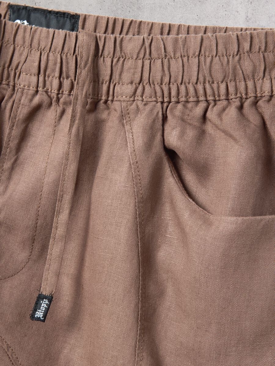 100% Linen Shorts Mocha_8