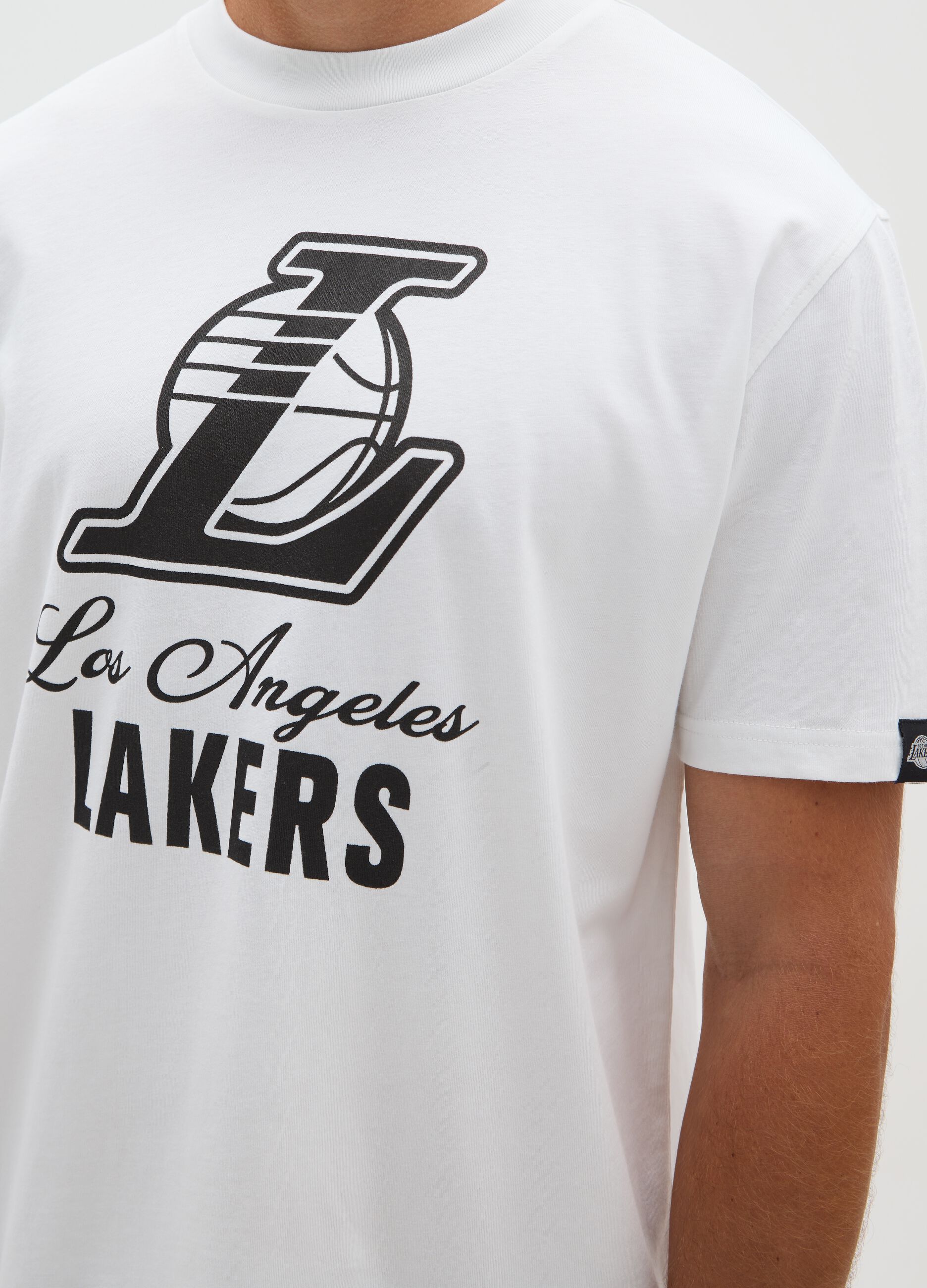 T-shirt in puro cotone bianca con stampa Lakers