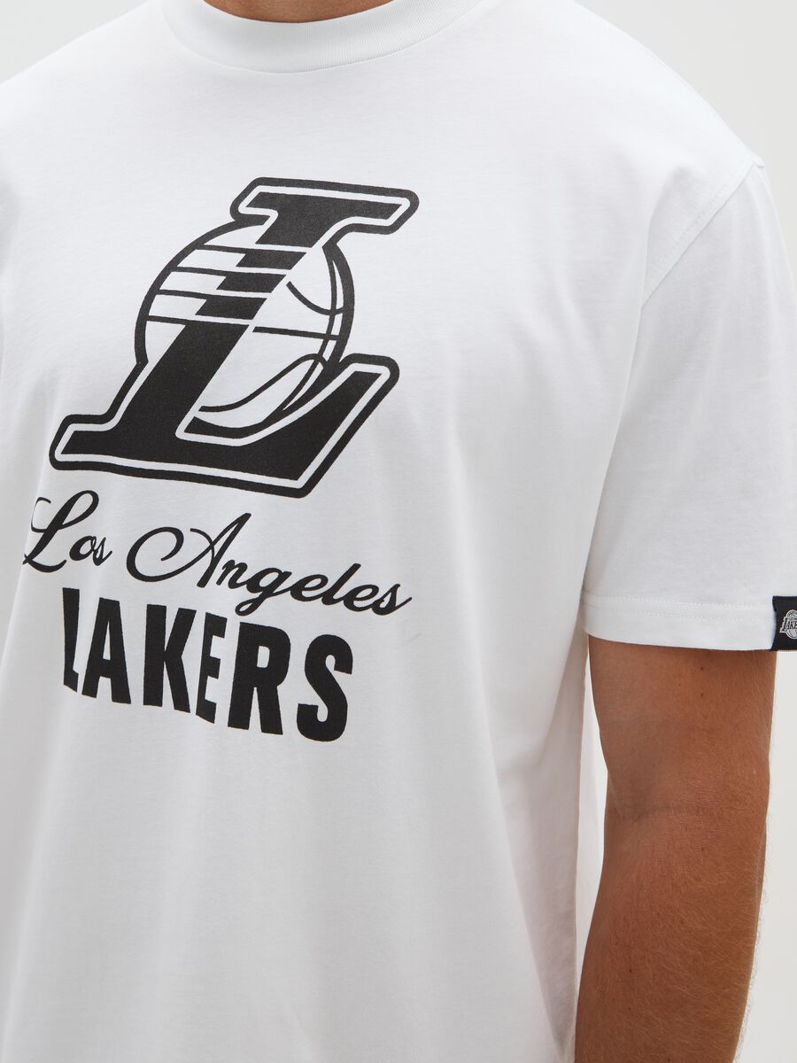 T-shirt in puro cotone bianca con stampa Lakers_3