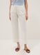 White cotton stretch straight jogger trousers_1