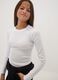 White stretch organic cotton T-shirt with ribbed neck_1