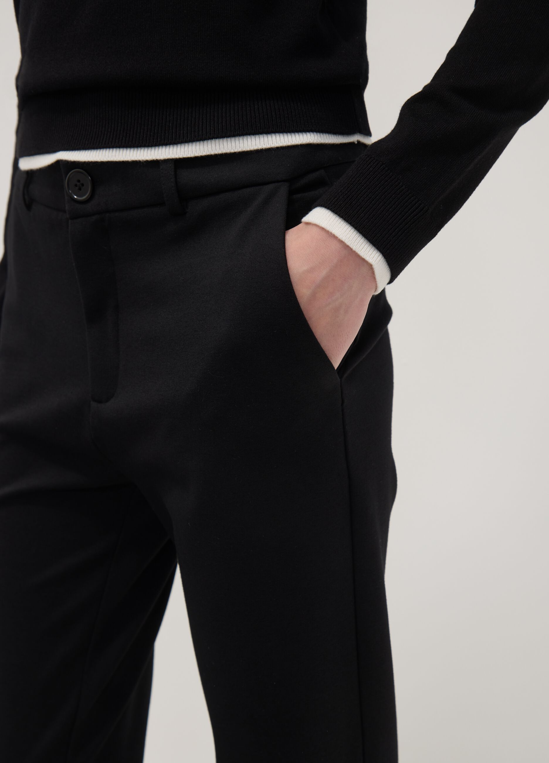 Black stretch viscose trousers