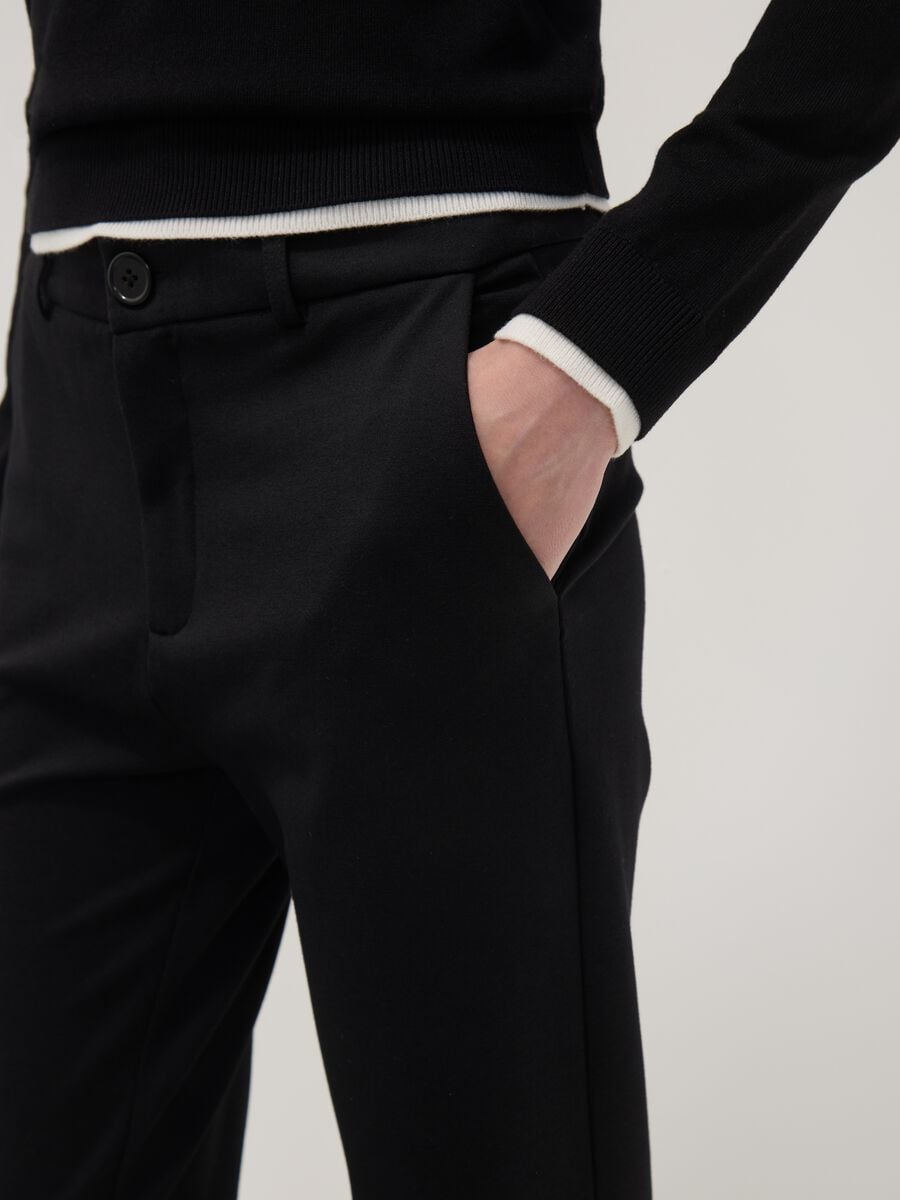 Black stretch viscose trousers_3