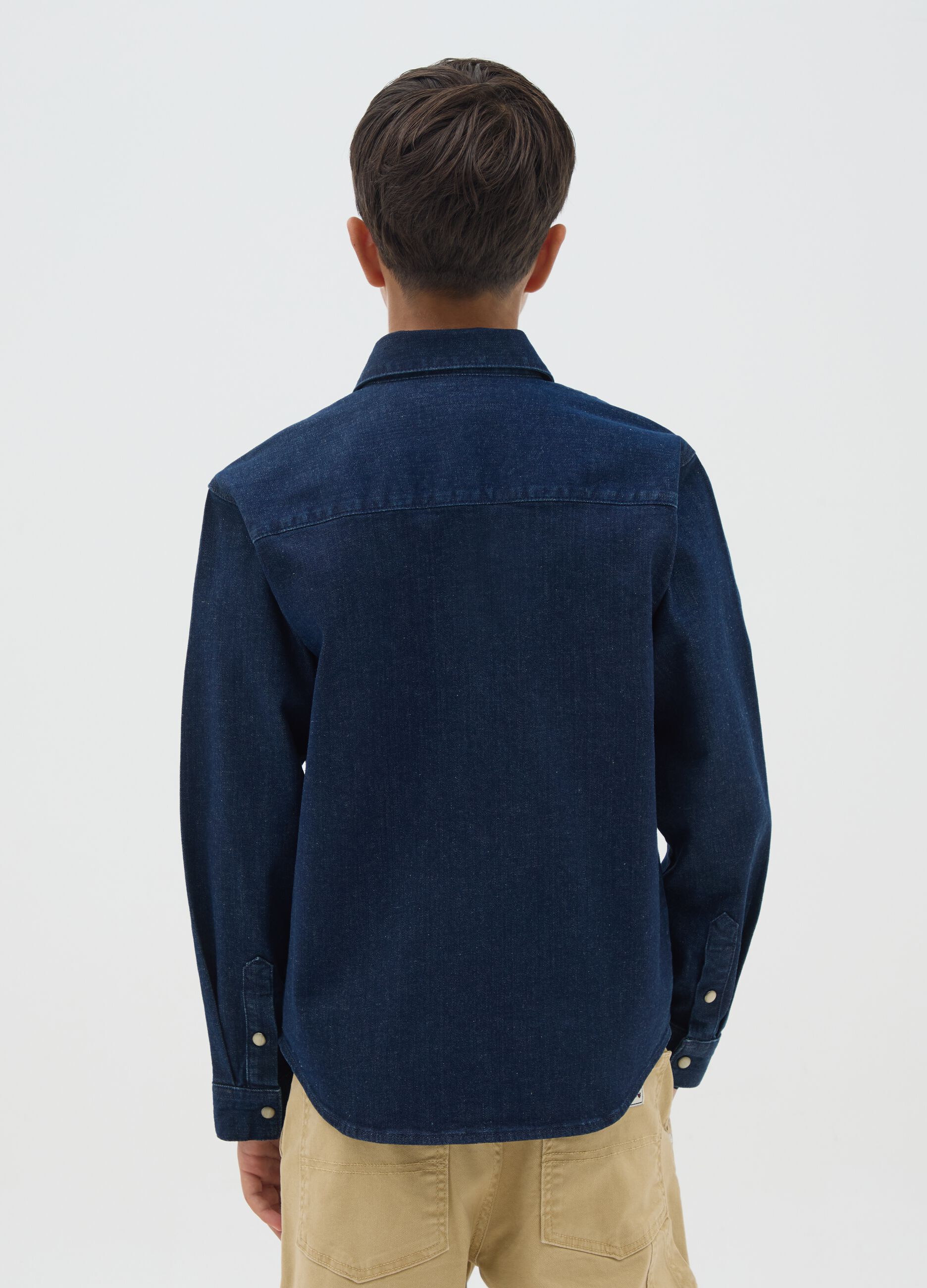 Boys' Blue Denim Shirt Regular Fit