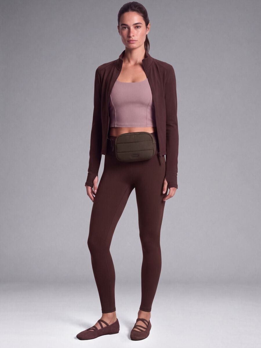 Brown fitted full-zip jacket in stretch fabric ALTAVIA STUDIO_4