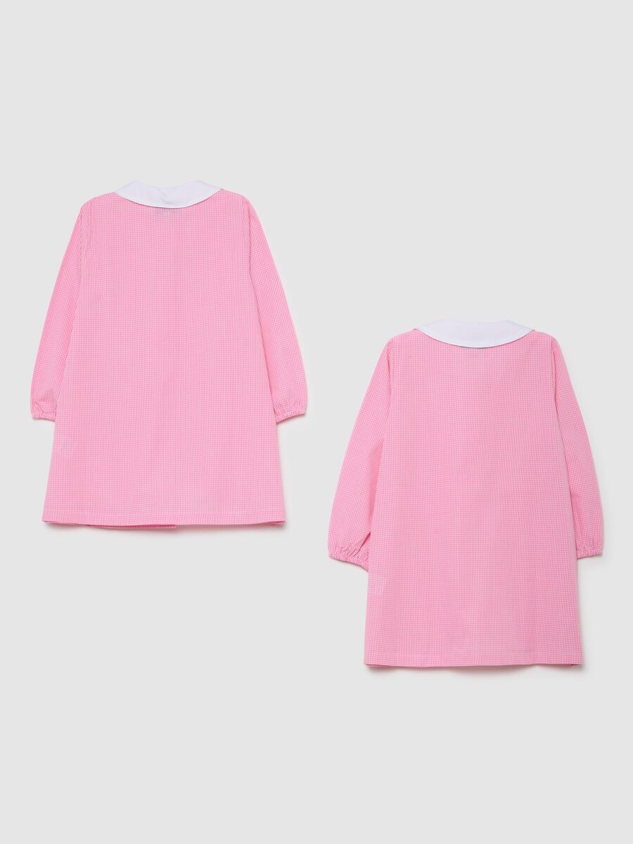 Multicoloured cotton blend girl's dress with round collar_1