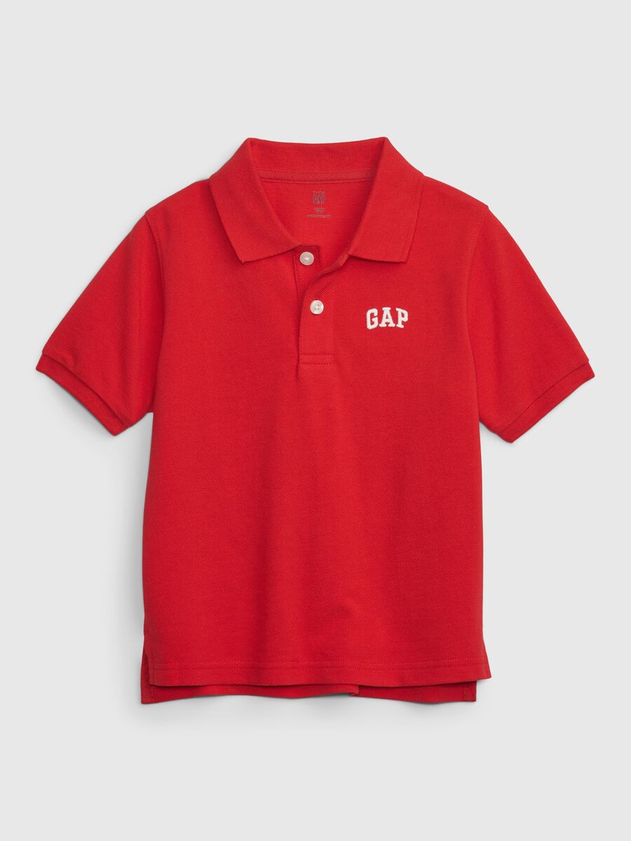 Polo in puro cotone rossa da neonato regular fit con logo_0