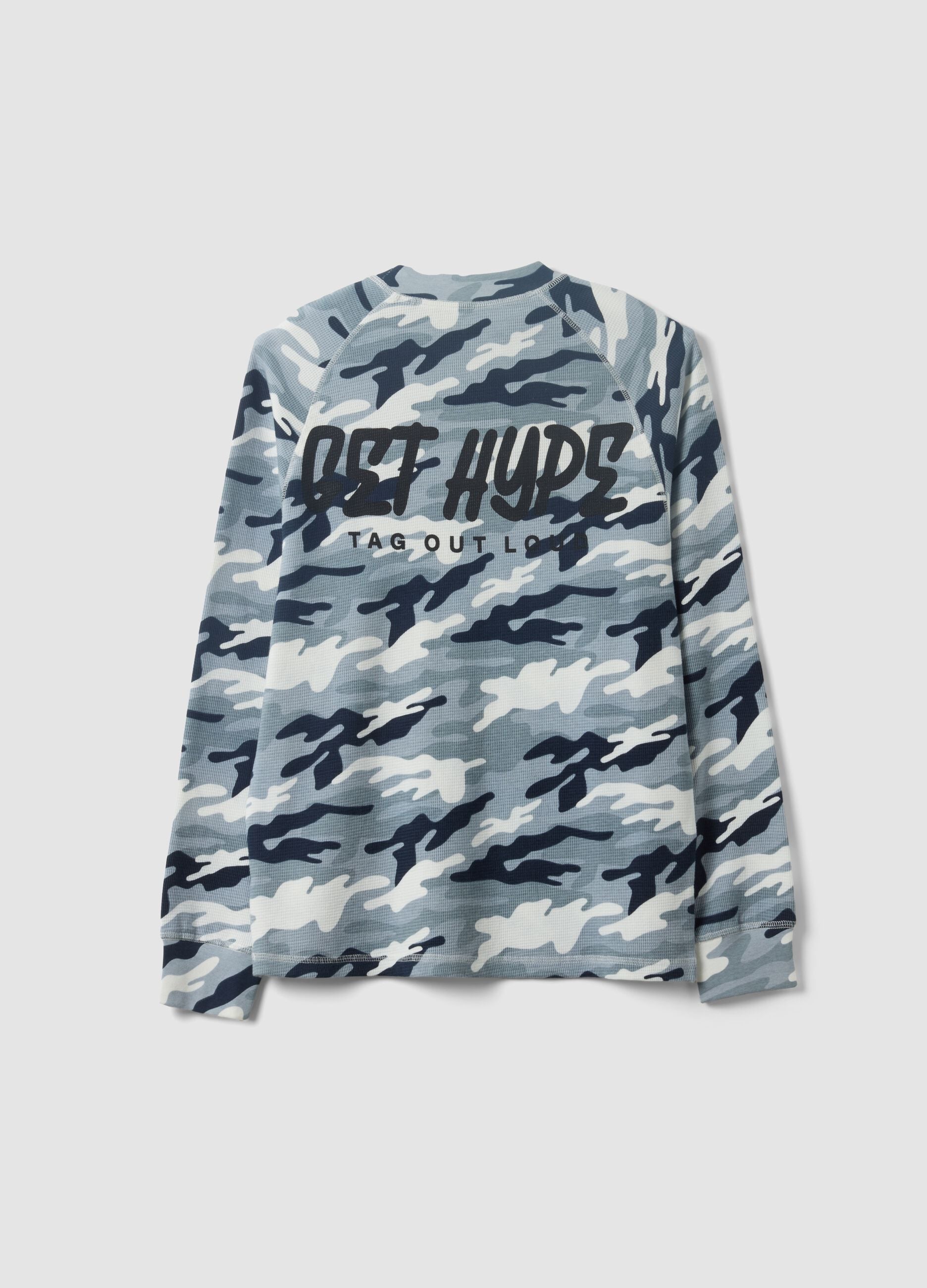 Multicolour relaxed-fit pure cotton T-shirt with camouflage print for boys