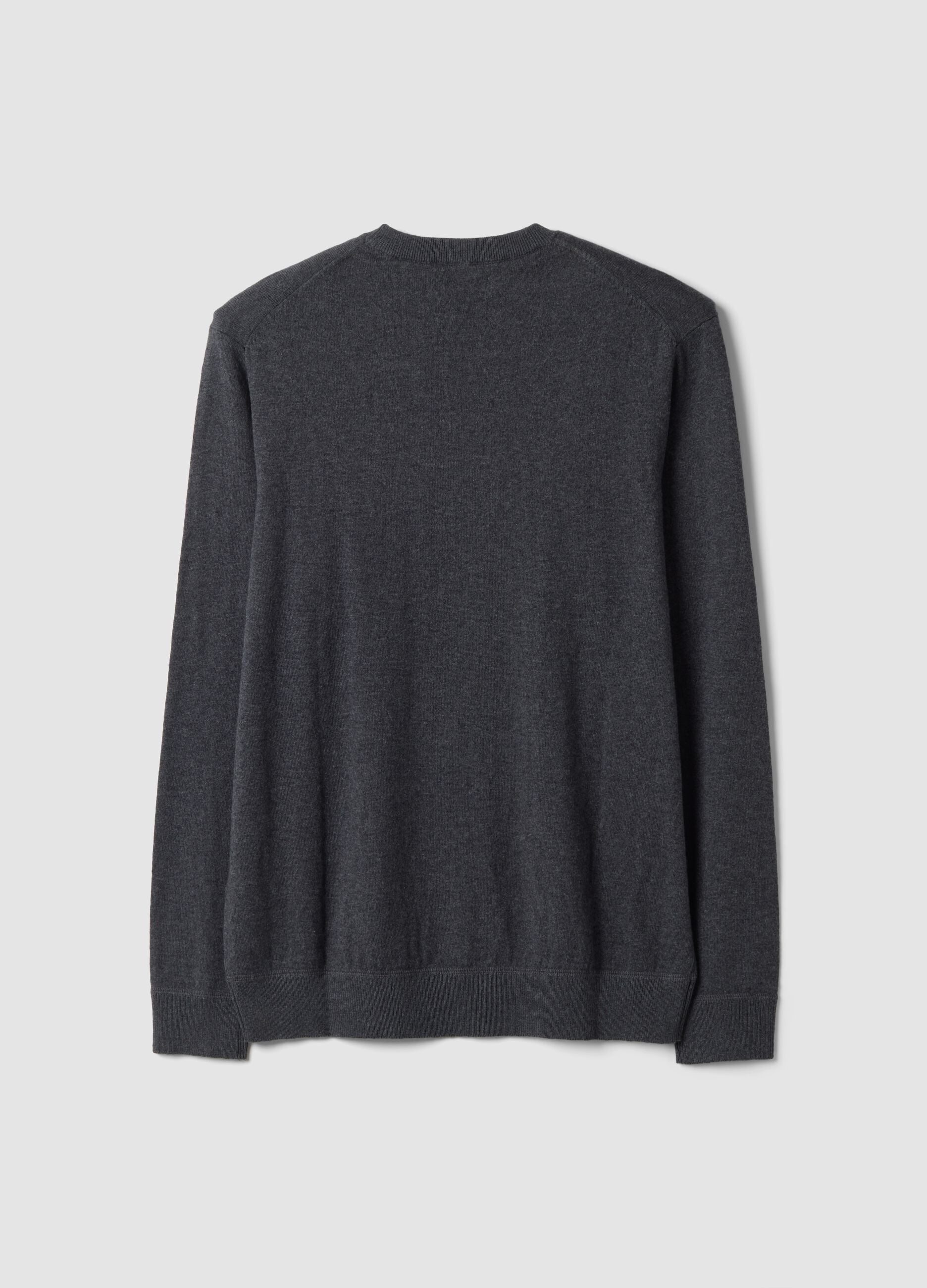 Grey cotton and cashmere blend crew-neck jumper