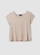 Beige pure viscose V-neck T-shirt, regular fit_0
