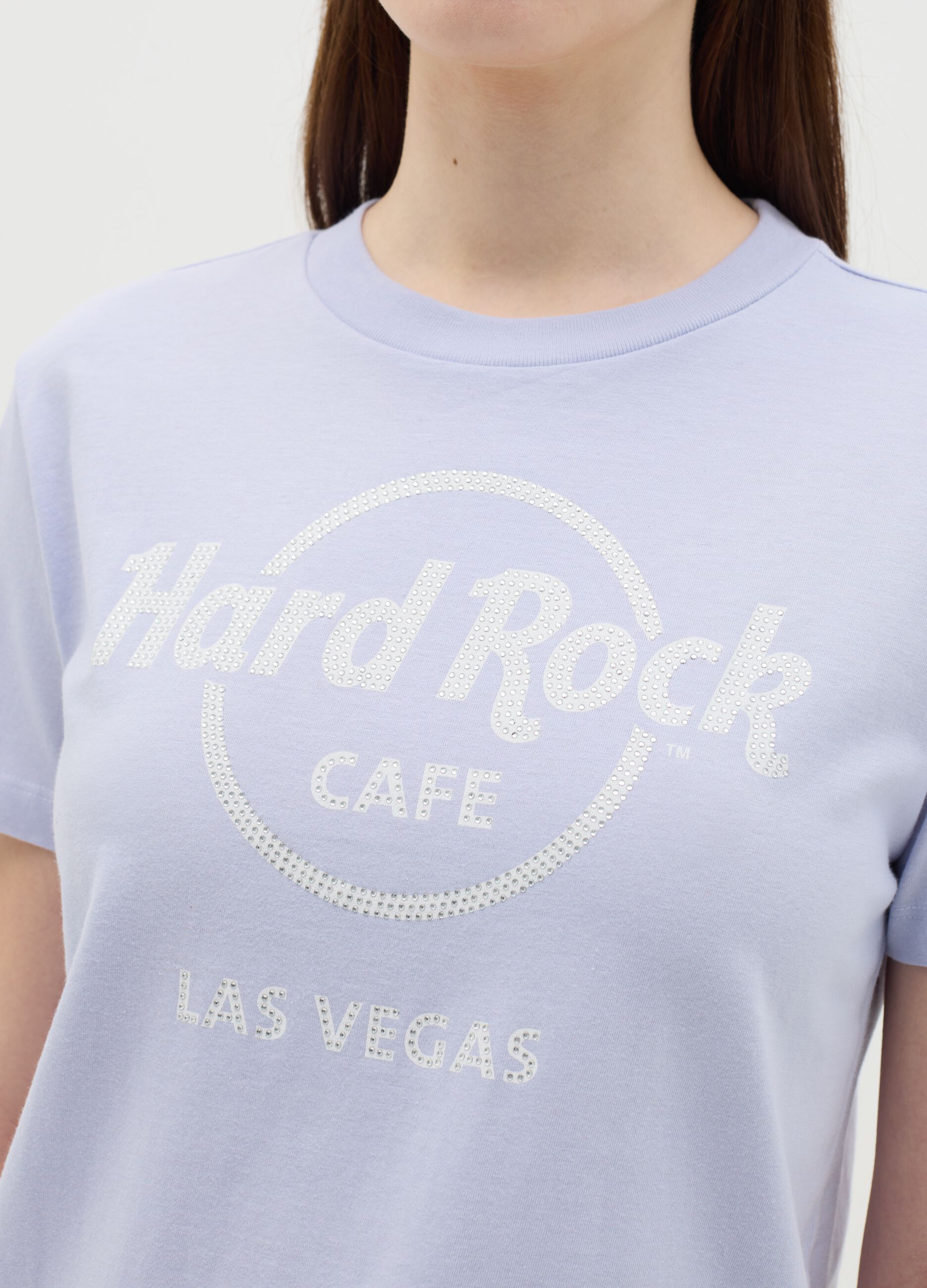 T-shirt with Hard Rock Cafè Las Vegas print with diamantés