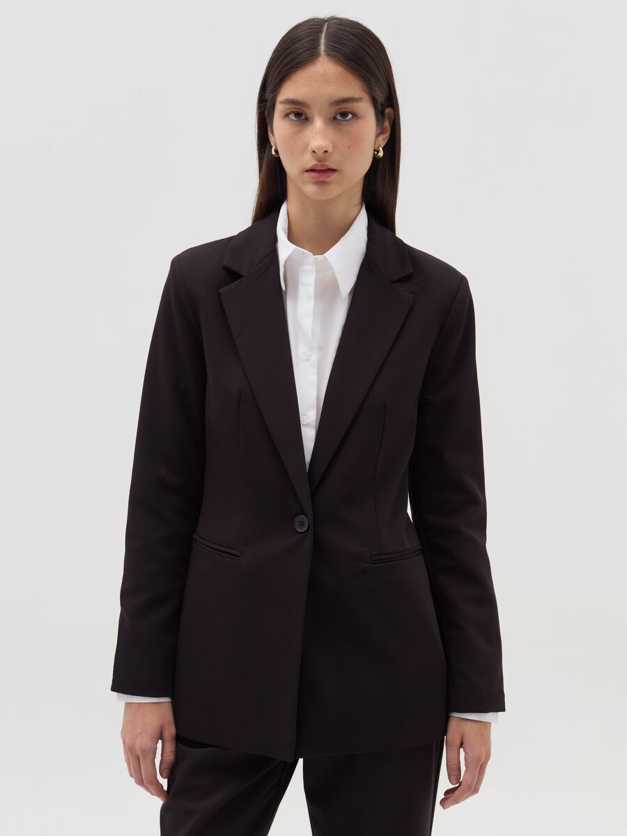 Blazer monopetto con bottone_0