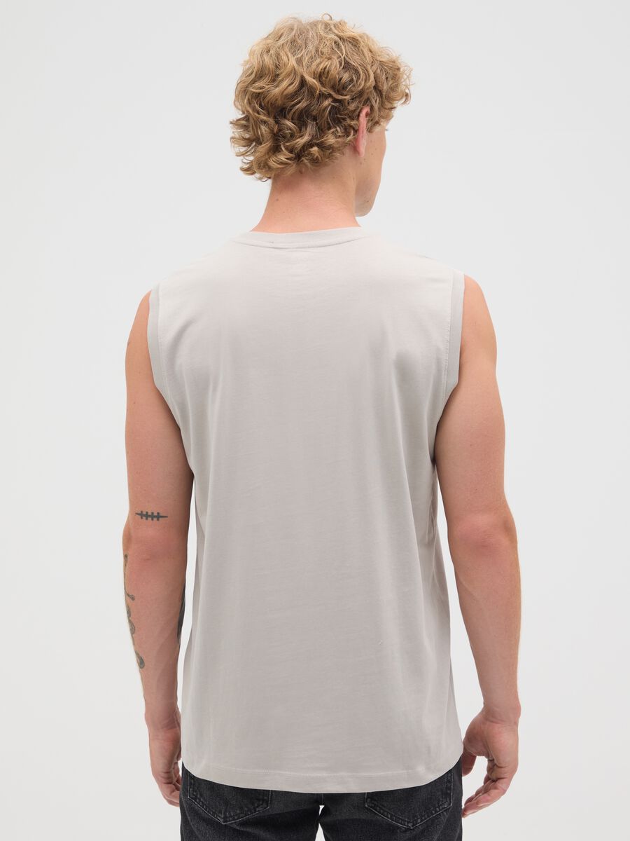 Canotta oversize da uomo in puro cotone beige regular fit_3