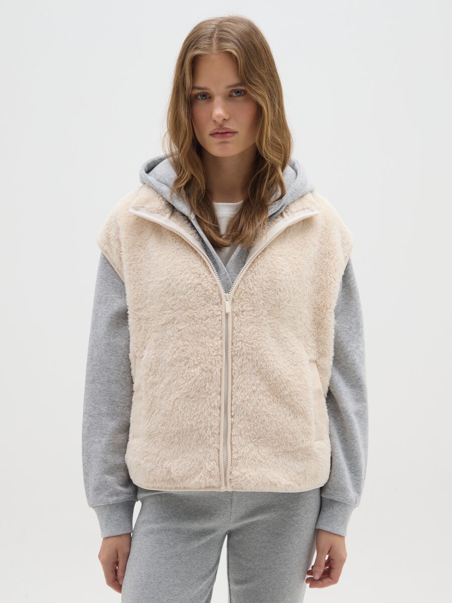 Beige regular fit gilet_0