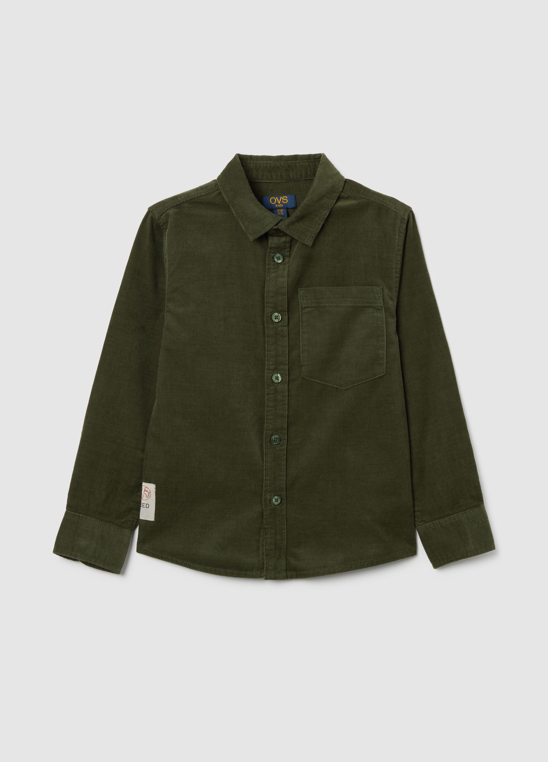 Green regular fit pure cotton child's shirt
