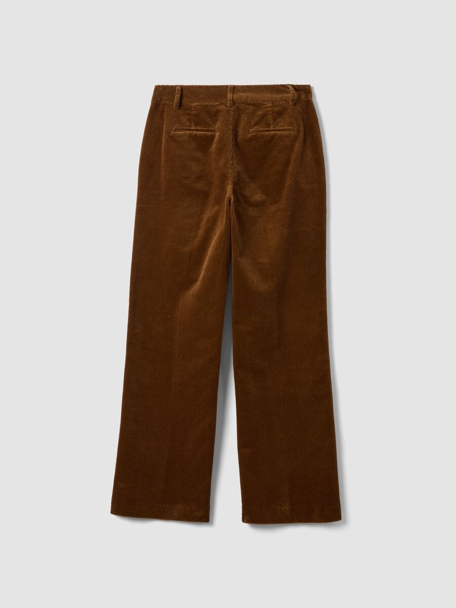 Brown flared ribbed stretch-cotton trousers_2