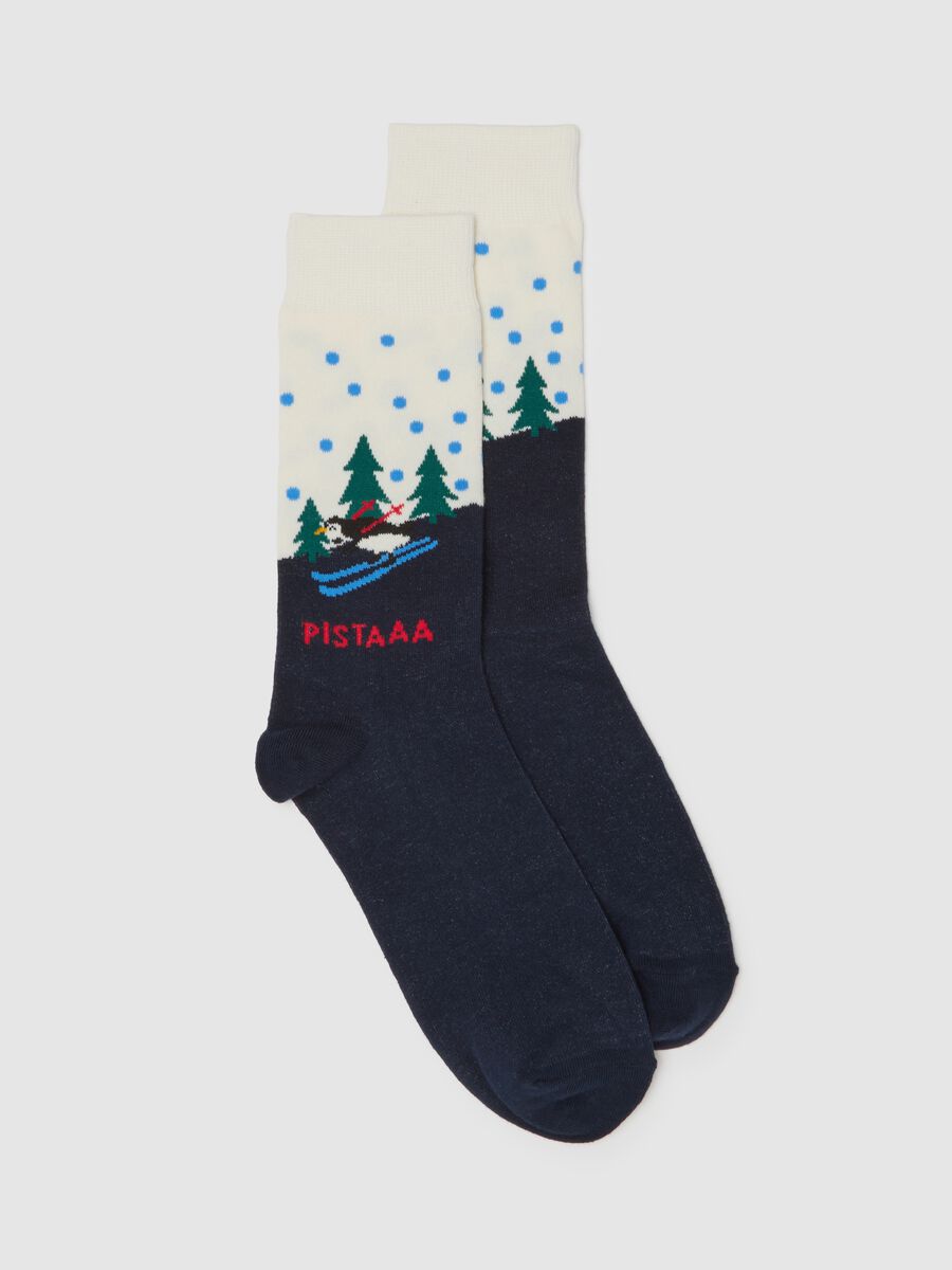 Multicoloured elastic cotton Christmas socks_0