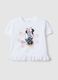 Girl's white stretchy cotton T-shirt featuring Minnie_0