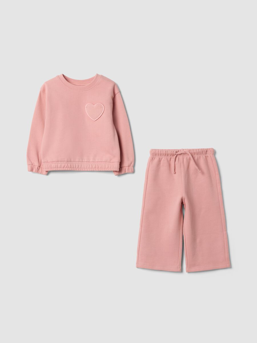 Completo rosa in puro cotone con felpa girocollo_0
