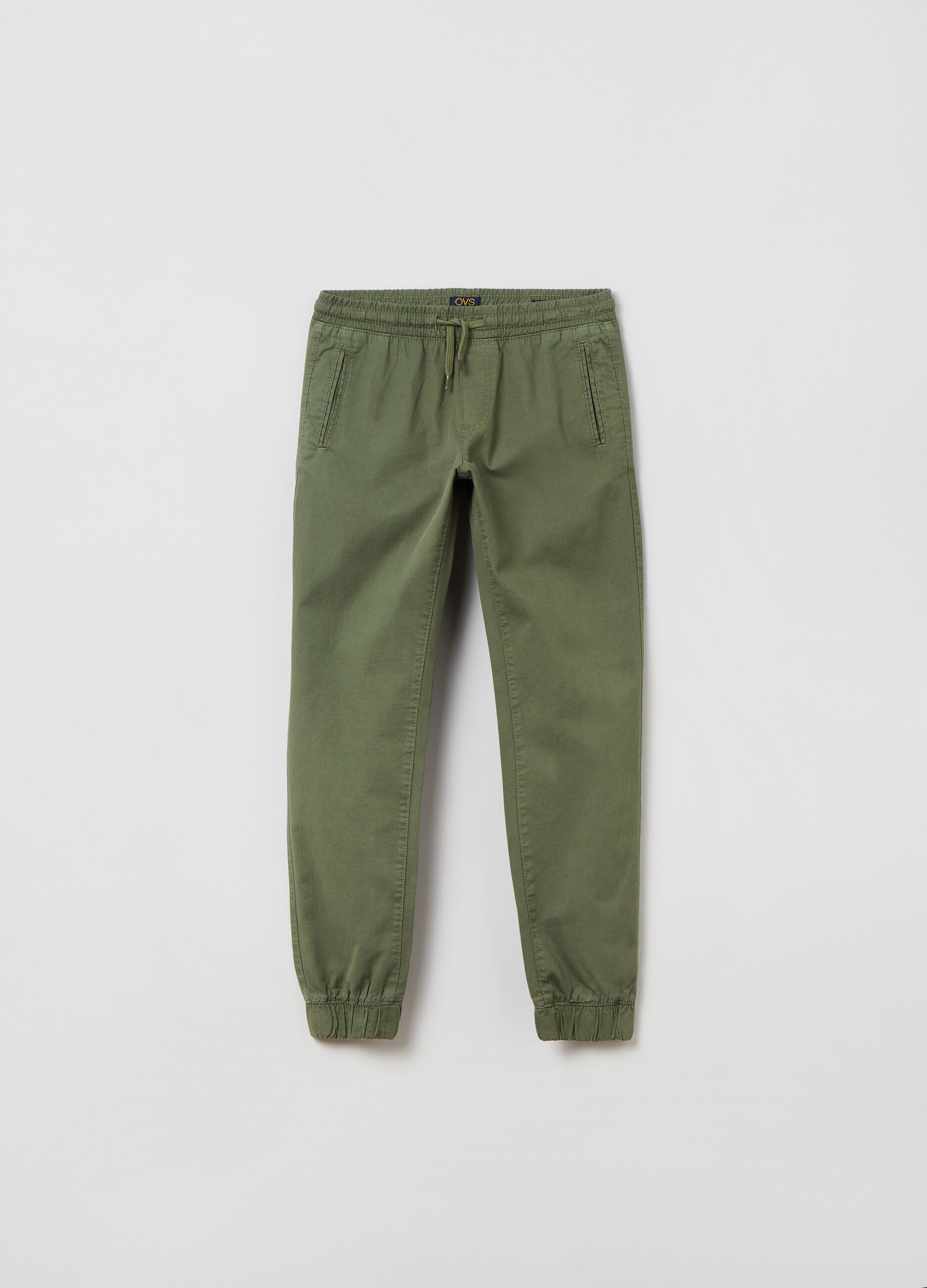 Cotton dobby jogger trousers