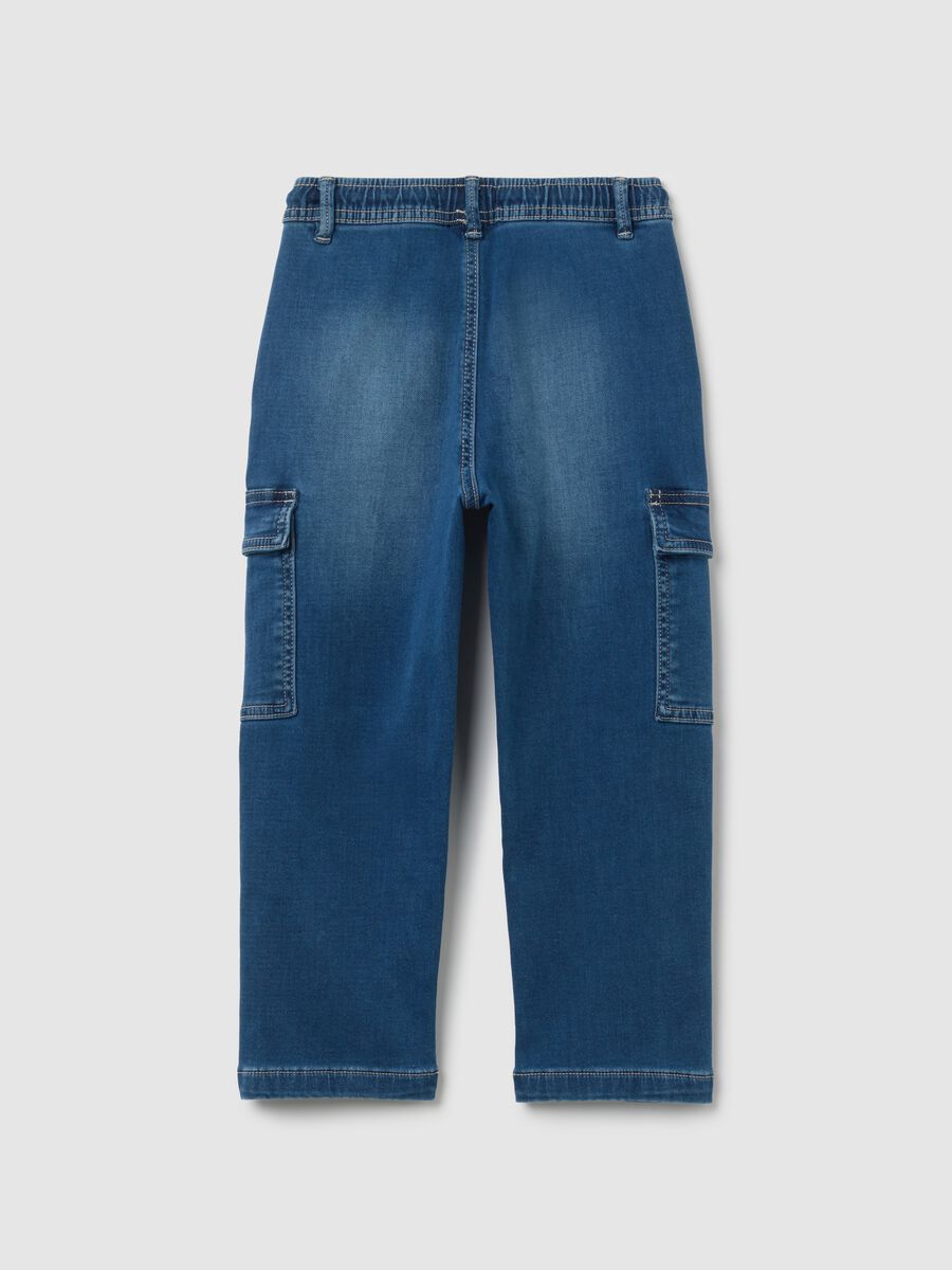 Jeans da bambino in denim blu elasticizzato relaxed fit_1