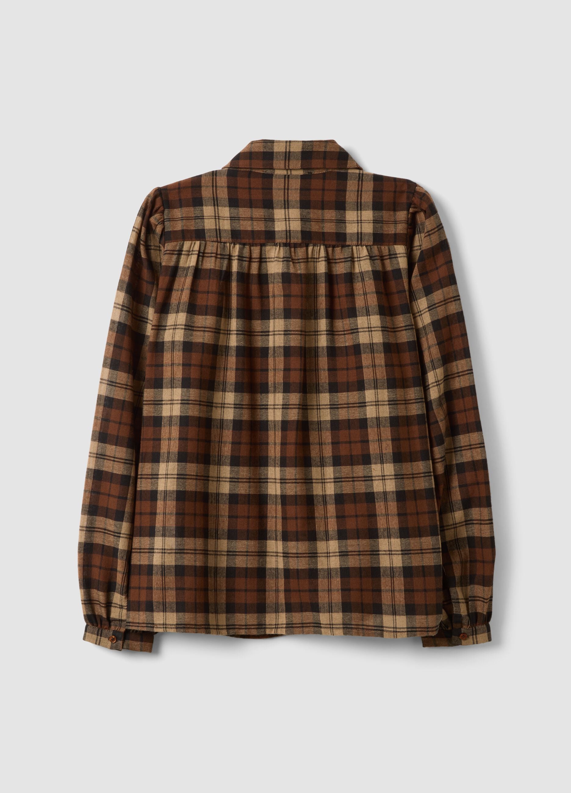 Camicia marrone a quadri con colletto classico