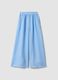 Light blue pure linen wide-leg trousers with a regular fit_4