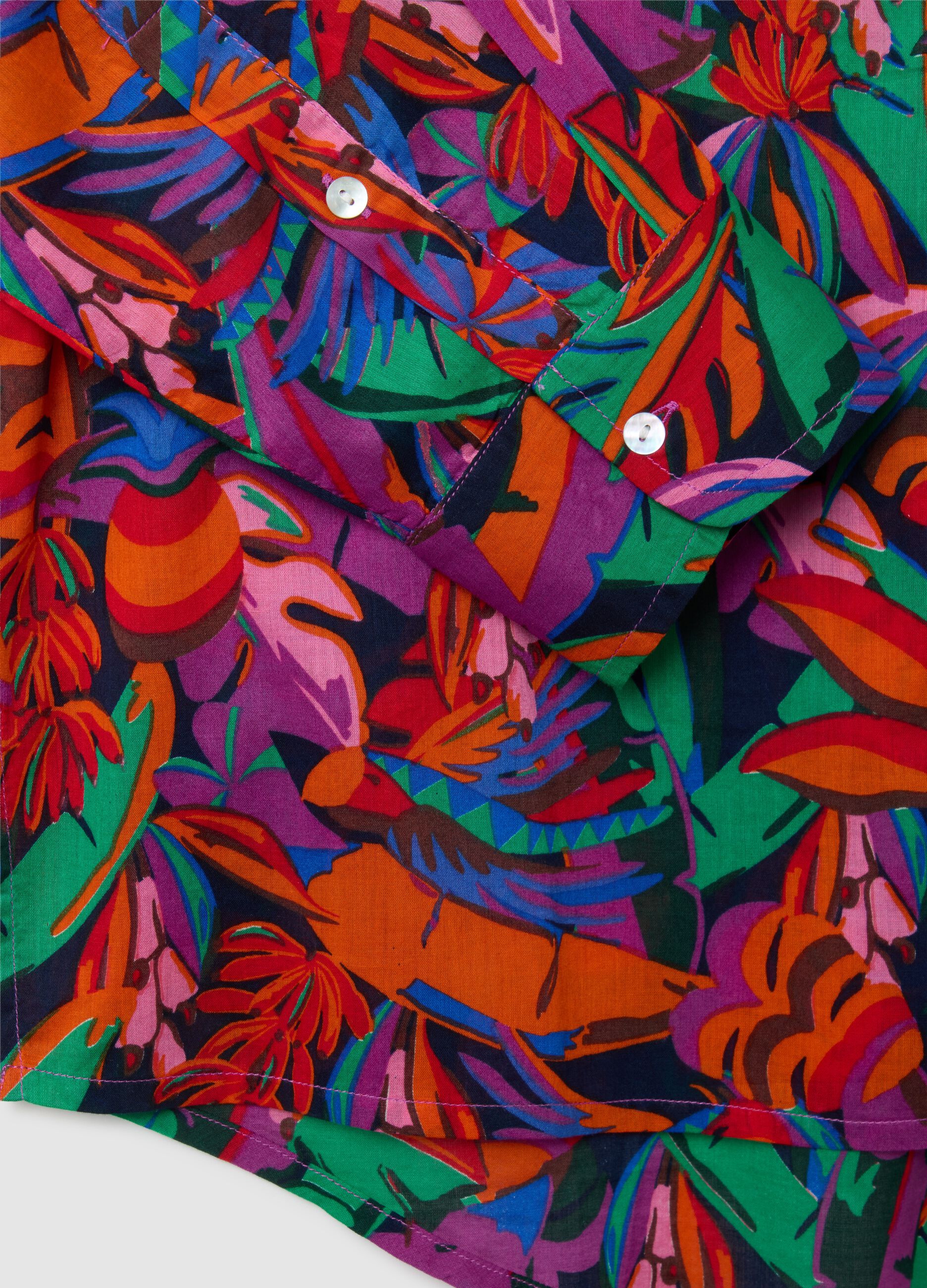 Women's Oversized Shirt in Pure Multicolour Cotton with Regular Fit