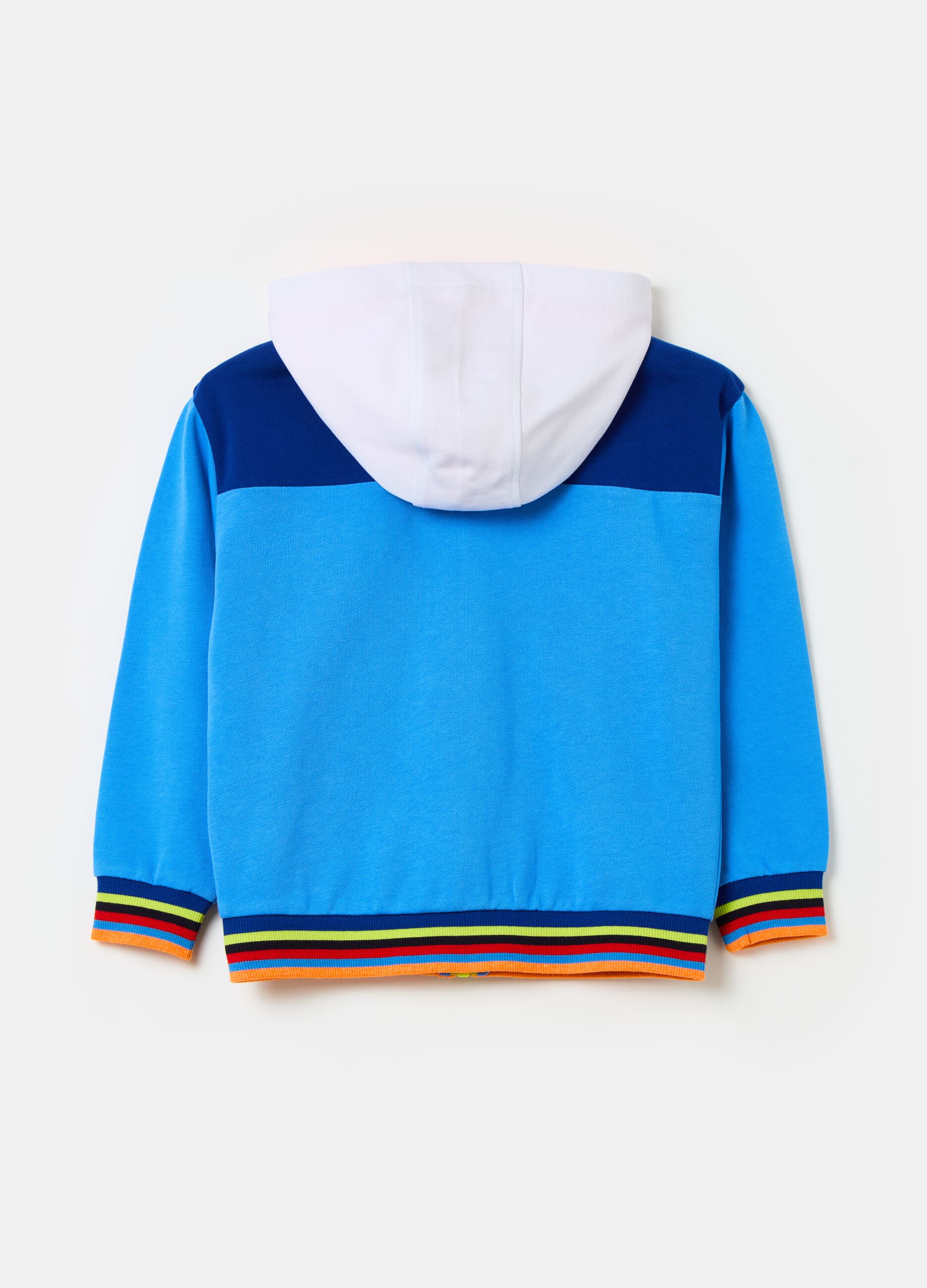 Full-zip color block con cappuccio