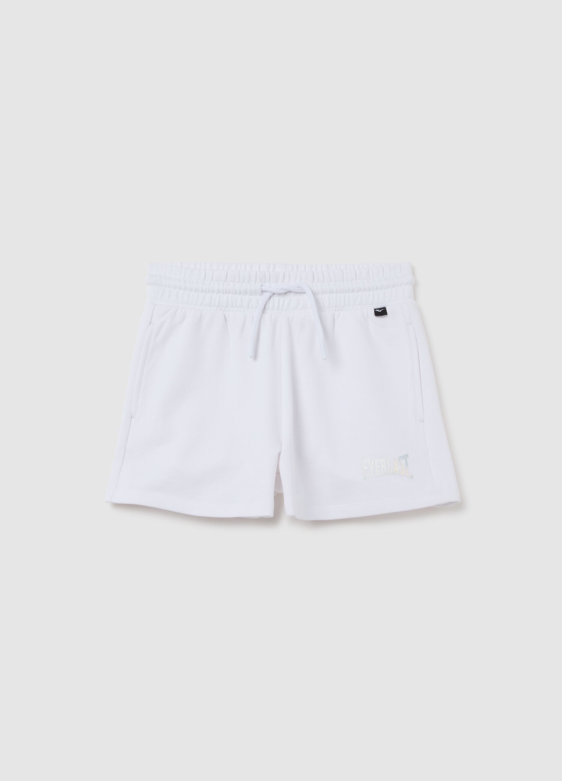 Girls' pure cotton white regular fit shorts with back pockets