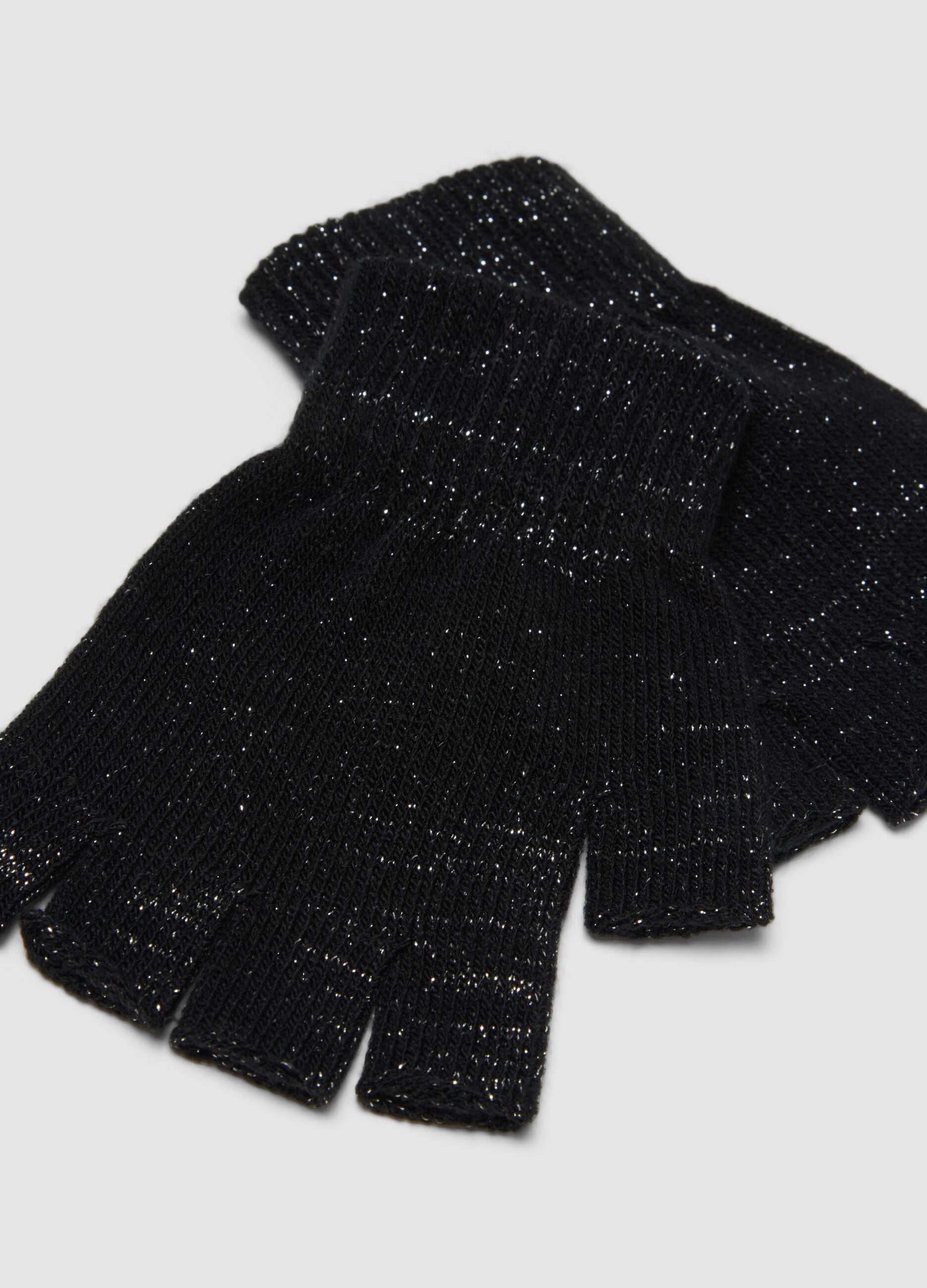 Black stretchy lurex gloves