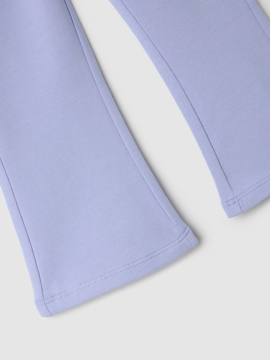 Slim fit violet stretch cotton trousers for girls_3