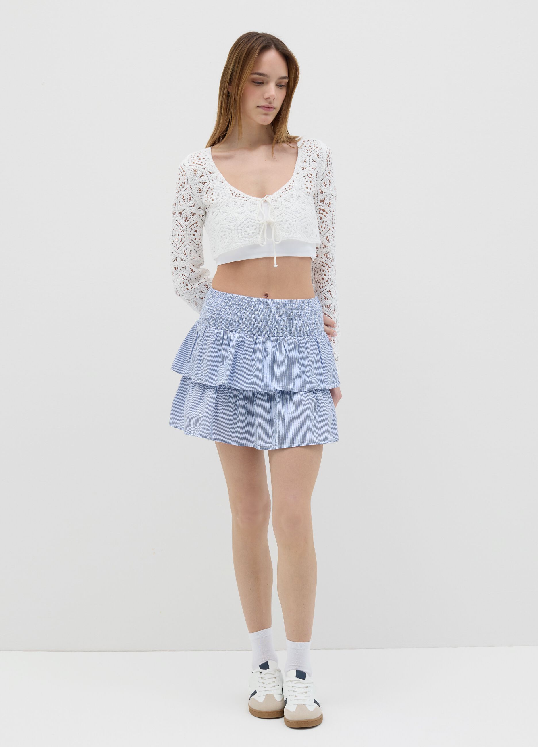 White crochet cardigan with laces