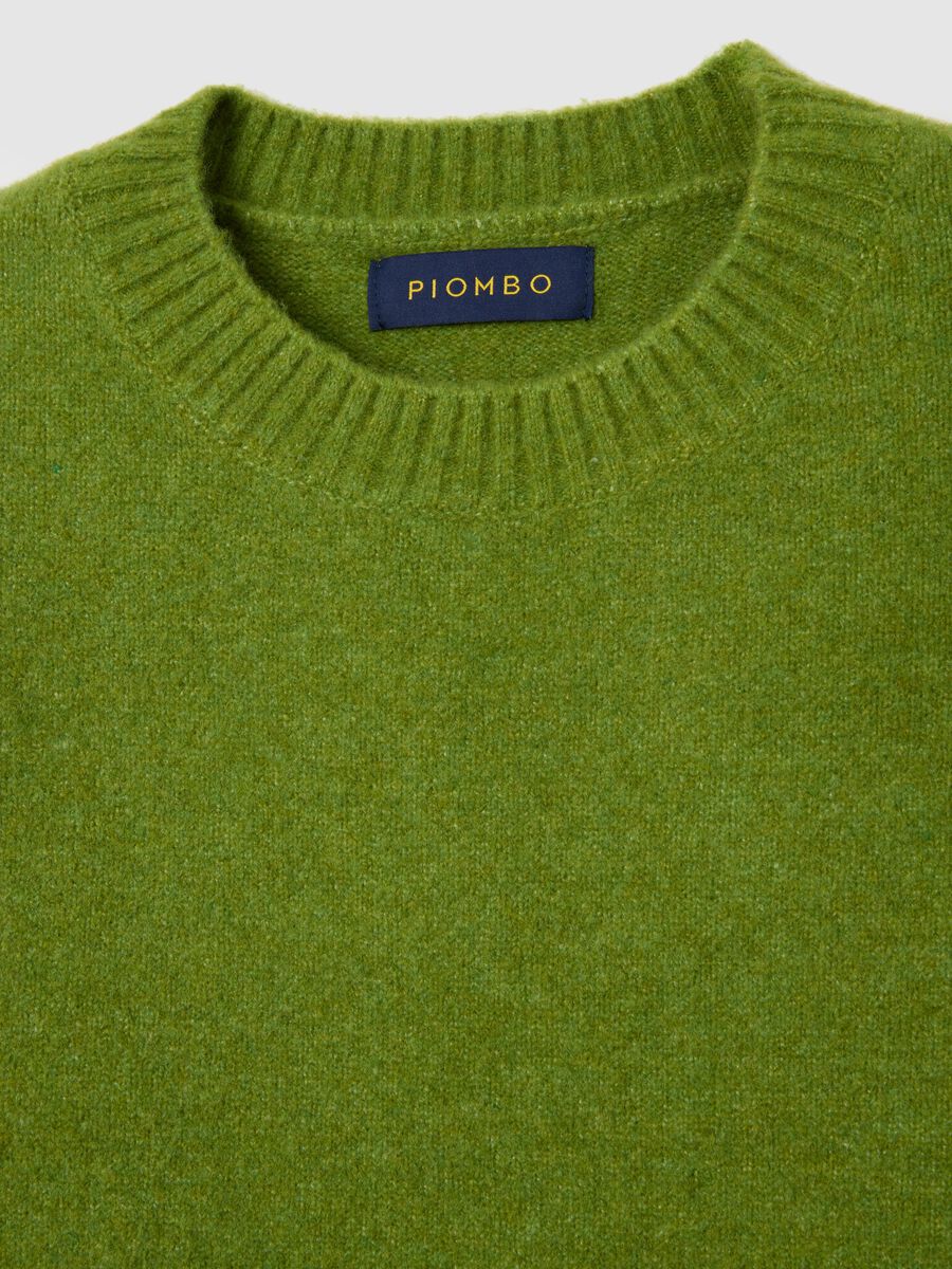 Green regular fit pullover with round neckline_5