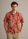 Red organic cotton shirt with tropical print_2