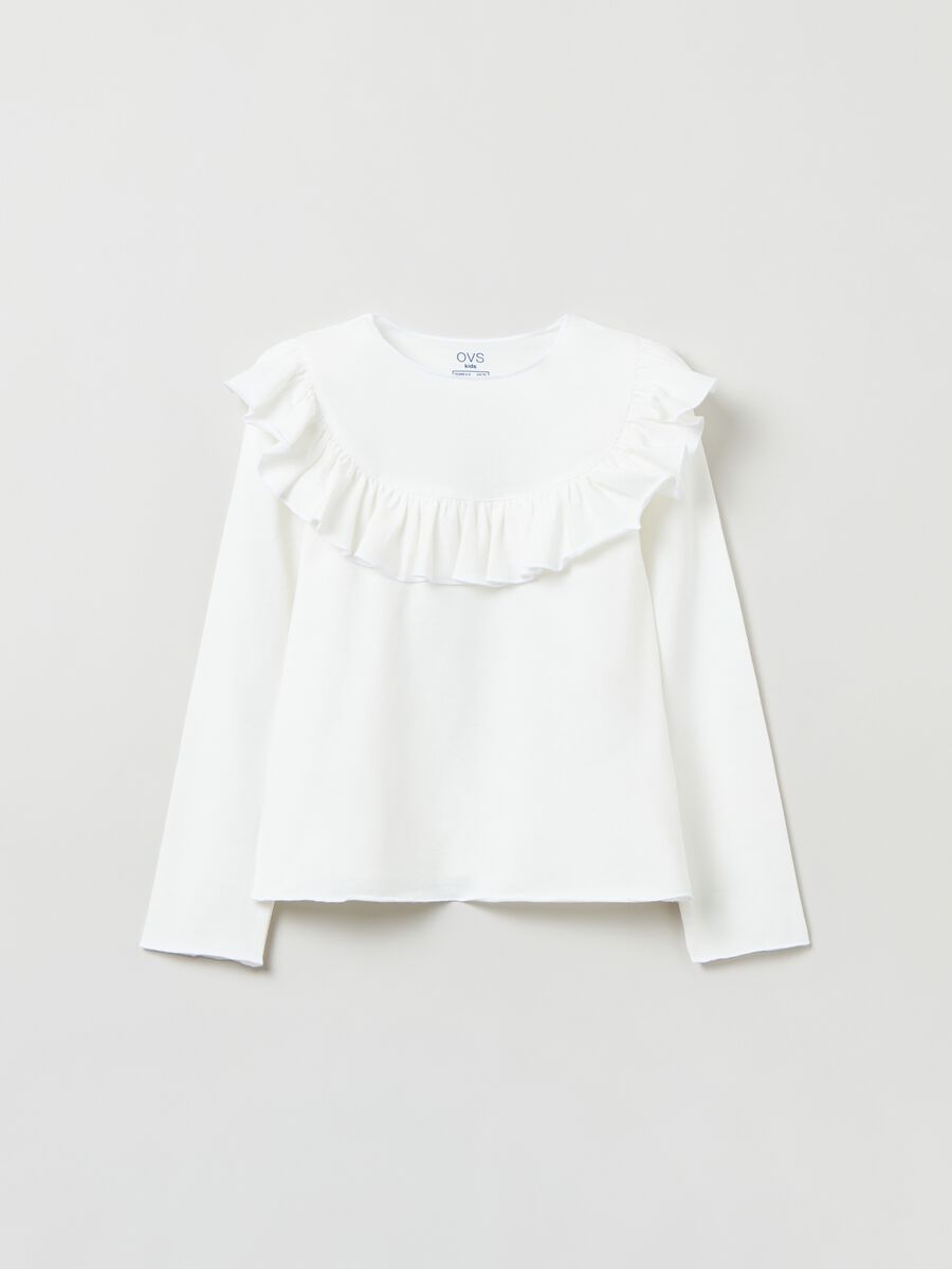 T-shirt a maniche lunghe con volant_0