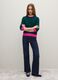 Green pure wool jumper with contrast cuffs_1