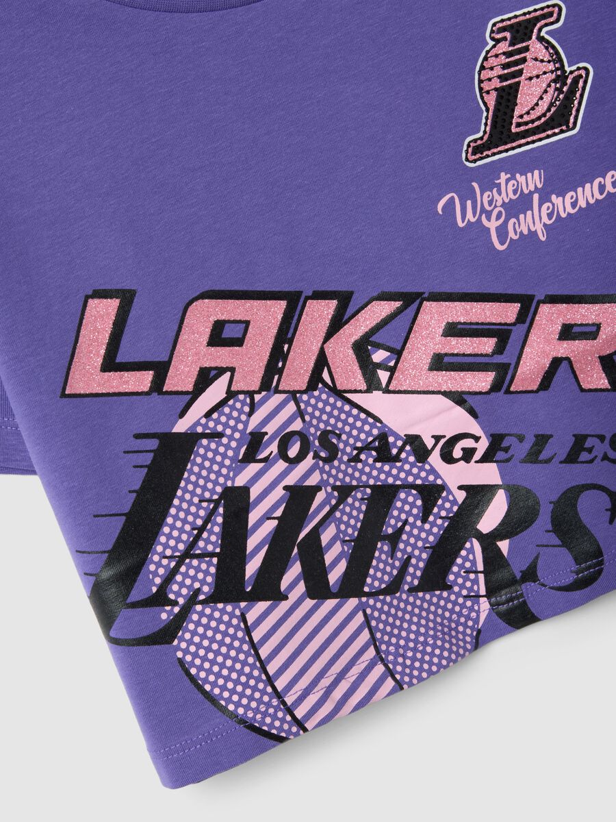 Girls' Stretch Cotton Purple Boxy Fit Lakers T-shirt_3